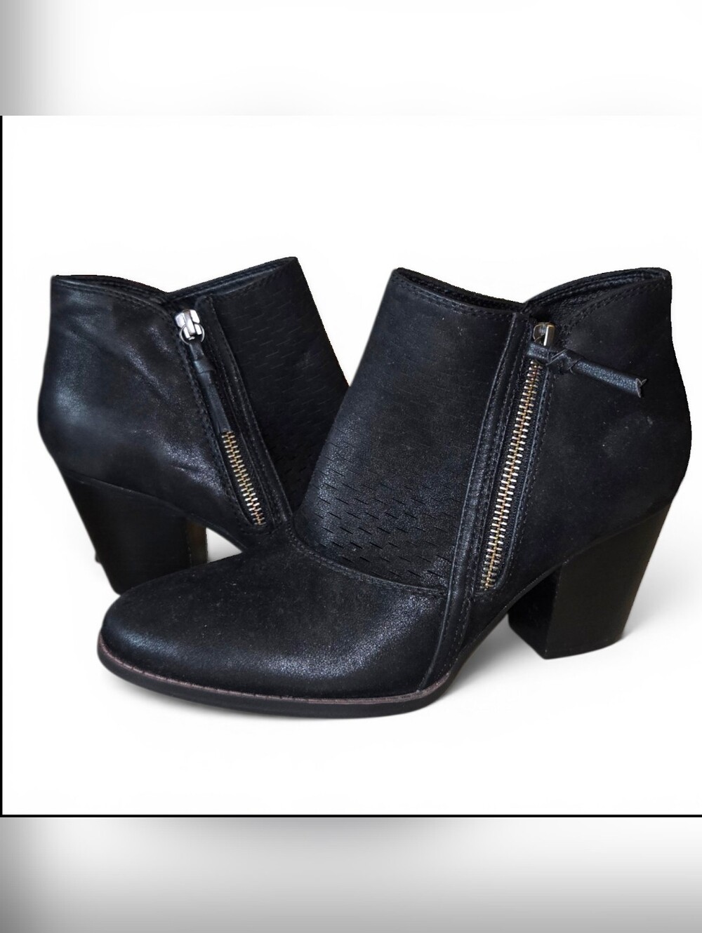 BareTraps Posture Callie Faux Perforated Suede High Heel  Zip Up Ankle Boot 8.5